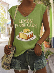 Women's Lemon Pound Cake Print Sleeveless Tee