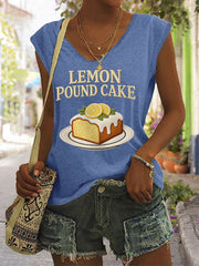 Women's Lemon Pound Cake Print Sleeveless Tee