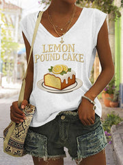 Women's Lemon Pound Cake Print Sleeveless Tee