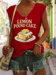 Women's Lemon Pound Cake Print Sleeveless Tee