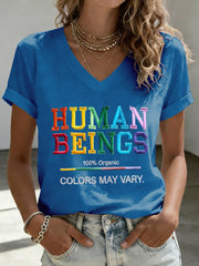 Women's Pride Month Retro Human Beings 100% Organic Colors May Vary Short Sleeve T-Shirt