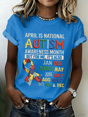 Women's Autism Awareness Print Waffle T-shirt