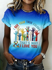 Women's Autism Awareness Print Waffle T-shirt