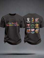 Men's Big Fan of Human Rights Embroidery Pattern T-Shirt