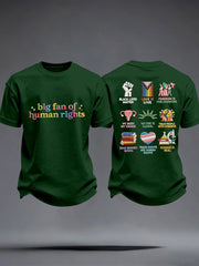 Men's Big Fan of Human Rights Embroidery Pattern T-Shirt