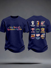 Men's Big Fan of Human Rights Embroidery Pattern T-Shirt