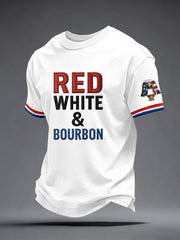 Men's Red White and Blue Embroidered Pattern T-Shirt