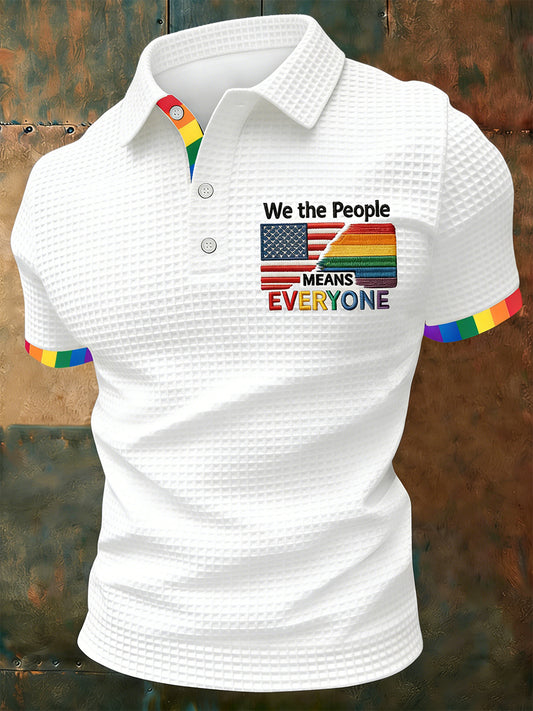 Men's 'We The People Means Everyone' Printed Short Sleeve Waffle Top