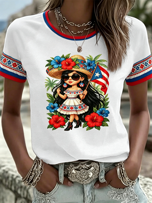 Women's Puerto Rico Printed short-sleeved T-shirt