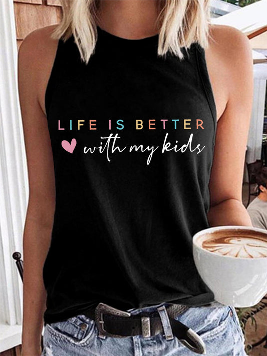 Women's Life Is Better With My Kids Mother's Day Gift Casual Vest