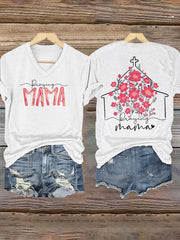 Women's Praying Mama floral print T-shirt