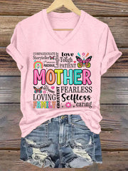 Women's Mother's Day She Is Mom Printed V-Neck Short Sleeve T-Shirt