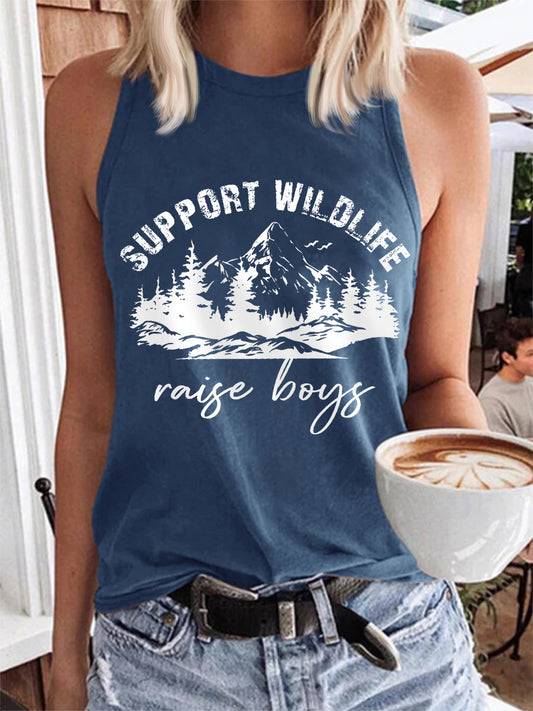 Women's Support Wildlife Raise Boys,Mother's Day Gift Casual Vest