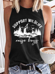 Women's Support Wildlife Raise Boys,Mother's Day Gift Casual Vest
