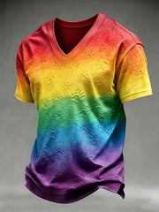 Men's Pride Month Rainbow Dog Paws Art V-neck Short Sleeve T-Shirt