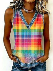 Women's Pride Month Rainbow Art Printed Vest