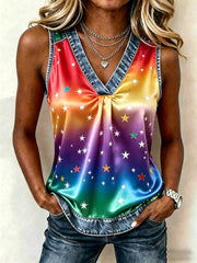 Women's Pride Month Rainbow Art Printed Vest