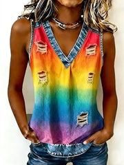 Women's Pride Month Rainbow Art Printed Vest