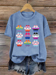 Women's Pride Month Cat Print T-shirt