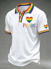 Men's Pride Month Rainbow Print Casual Polo