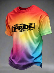 Men's Pride Month Rainbow Print Casual Tee