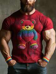 Men's LGBTQ Pride Month Rainbow Bear Print Casual Tee