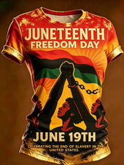 Women's Juneteenth Freedom Day Print Casual Tee
