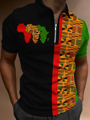Men's Juneteenth Print zip up short sleeve