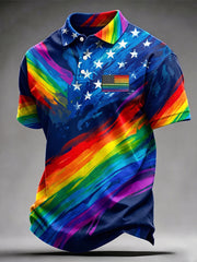 Men's Pride Month Rainbow Flag Art Short Sleeve Top