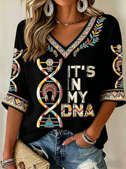 Women's 'It's In My DNA' Indigenous V-Neck Tops
