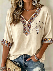 Women's Native Art V-Neck Tops