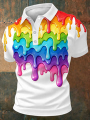 Men's Pride Month Rainbow Art Printed Short Sleeve Top