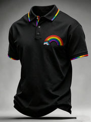 Men's Pride Month Rainbow Flag Printed Short Sleeve Top