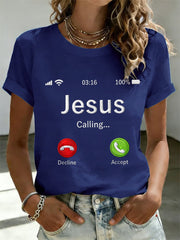 Women's Funny Christian Jesus Calling Print Casual Tee