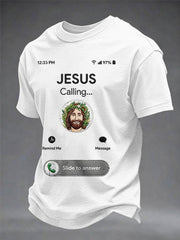 Men's Funny Christian Jesus Calling Print Casual Tee