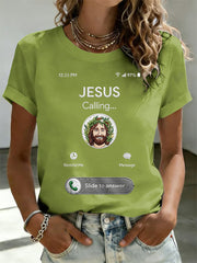 Women's Funny Christian Jesus Calling Print Casual Tee
