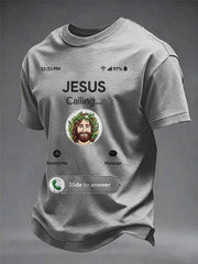 Men's Funny Christian Jesus Calling Print Casual Tee