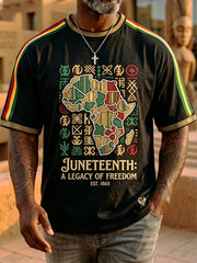 Men's Juneteenth Freedom Map Casual Short Sleeve T-Shirt