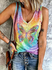 Women's Rainbow Print Casual Vest