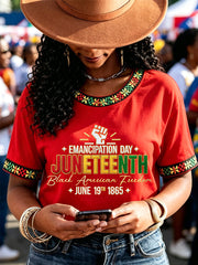 Women's Juneteenth EMANCIPATION DAY Print Casual Tee
