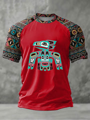 Men's Indigenous Totem Art Print Casual T-Shirt