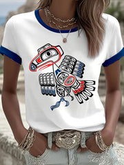 Women's Indigenous Totem Art Print Casual T-Shirt