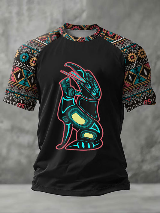 Men's Indigenous Totem Art Print Casual T-Shirt