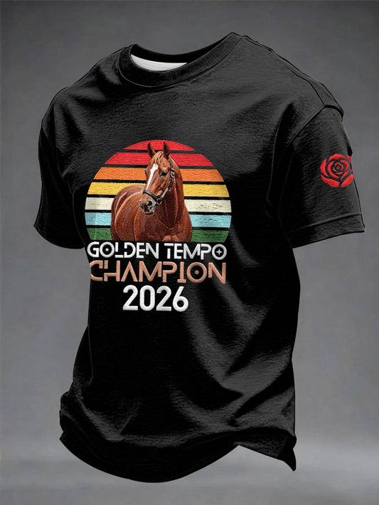 Men's Golden Tempo Print Casual T-Shirt