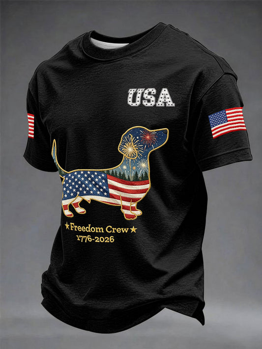 Men's Dachshund USA 1776-2026 short sleeves t-shirt