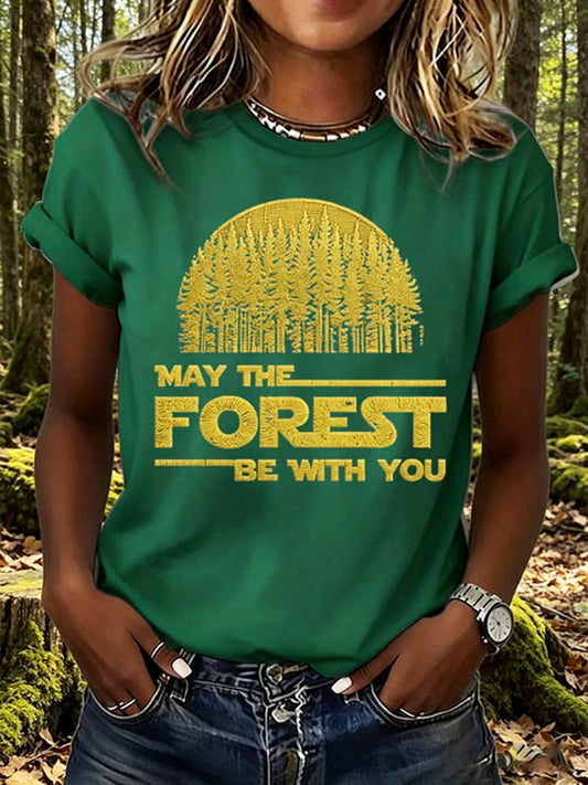 Women's May The Forest Be With You Print T-Shirt