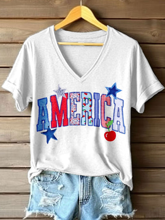 Women's America V-Neck T-Shirt