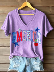 Women's America V-Neck T-Shirt