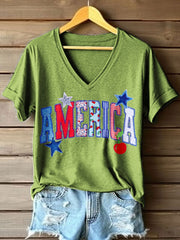Women's America V-Neck T-Shirt