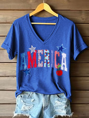 Women's America V-Neck T-Shirt